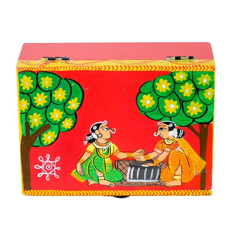 Exquisite Jewellery Box-1 hand-painted with an original Cheriyal Painting design by Penkraft